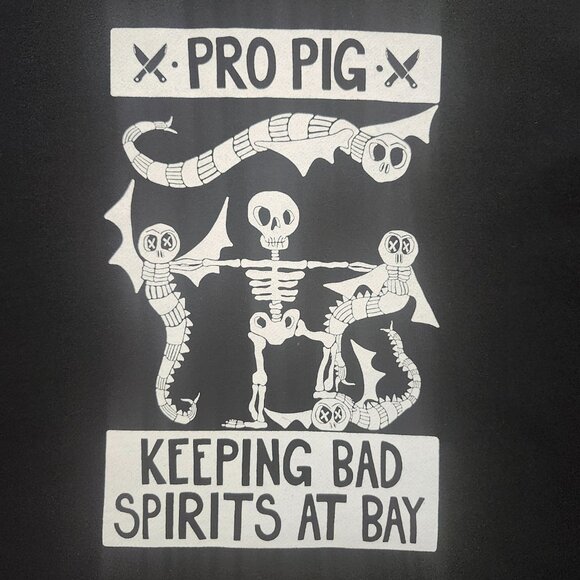 Halloween Men's Black Skeleton Graphic Sweatshirt  size M / PRO PIG Print - Picture 2 of 8